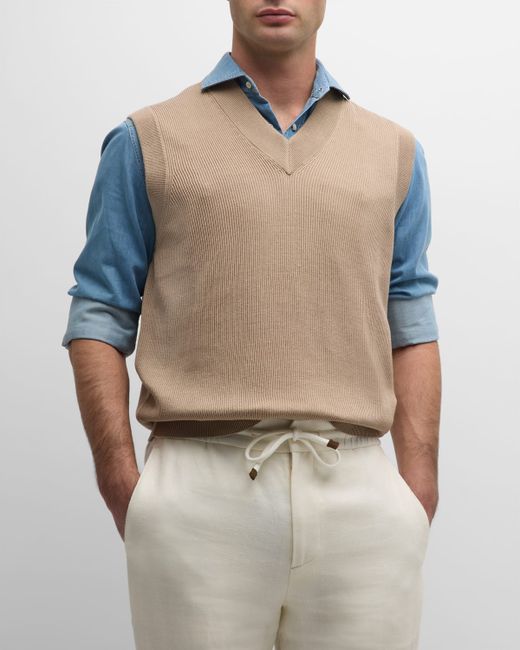 Brunello Cucinelli Cotton Ribbed Sweater Vest