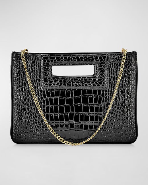 Gigi New York Willa Croc-Embossed Leather Clutch Bag