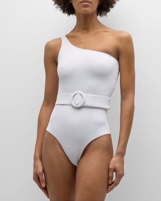Alexandra Miro Davina Asymmetric Belted One-Piece Swimsuit