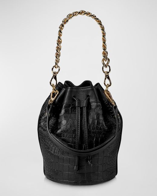 Gigi New York Brooklyn Croc-Embossed Bucket Bag