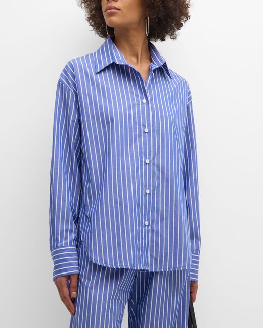 Enza Costa Striped Poplin Long-Sleeve Shirt