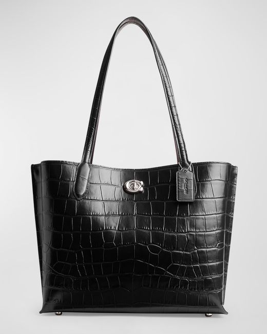Coach Willow Croc-Embossed Leather Tote Bag