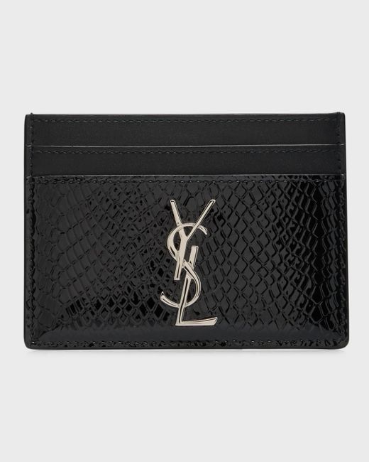 Saint Laurent YSL Python-Embossed Leather Card Holder