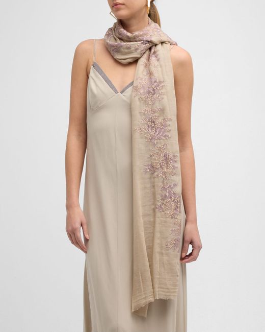 Bindya Accessories Floral Lace Cashmere-Silk Evening Wrap