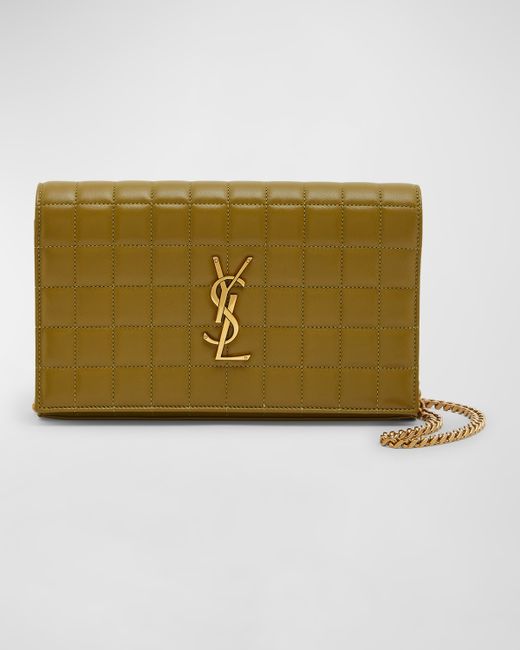 Saint Laurent Cassandra YSL Quilted Lambskin Leather Wallet On Chain