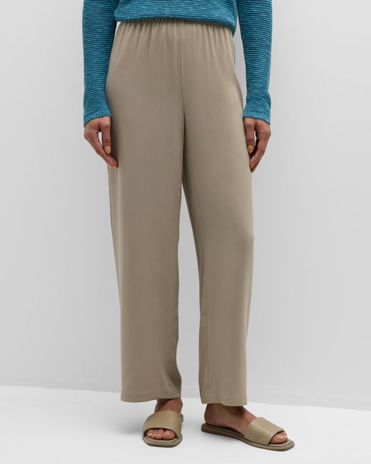 Eileen Fisher Cropped Straight-Leg Silk Pants