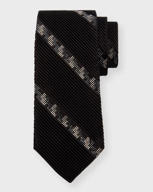 Stefano Ricci Silk Pleated Crystal-Stripe Tie