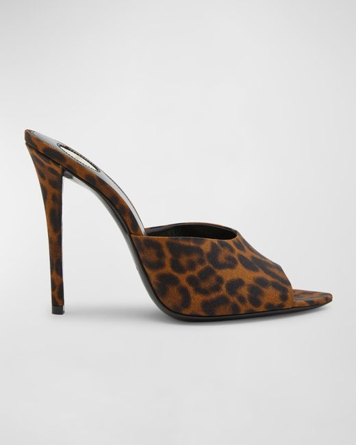 Saint Laurent Goldie Leopard Stiletto Mule Sandals
