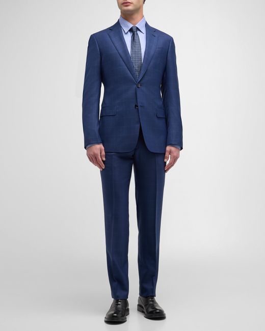 Giorgio Armani Wool-Silk Windowpane Suit
