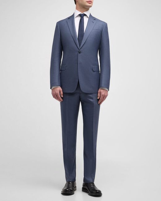 Giorgio Armani Textured Wool-Silk Solid Suit