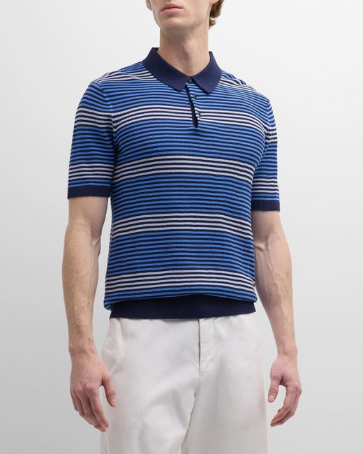 Scotch & Soda Structured Stripe Knit Polo Shirt