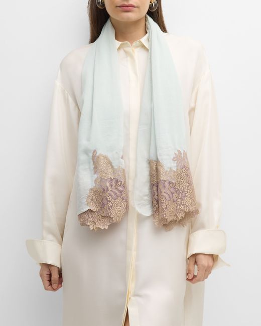 Bindya Accessories Lace Trim Cashmere Silk Evening Wrap