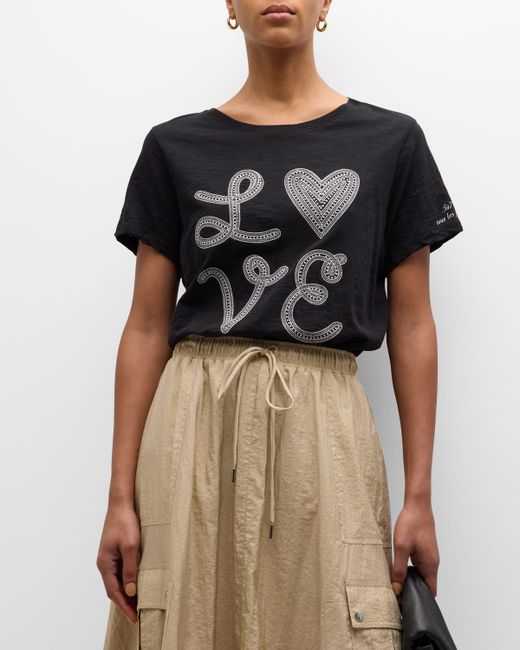 Cinq a Sept Love Heart Print Short-Sleeve Cotton T-Shirt