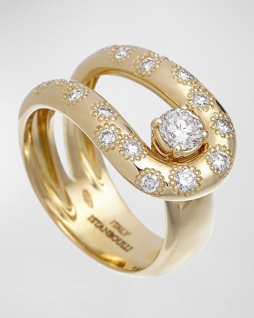 Krisonia 18K Gold Wide Ring with Diamonds 7