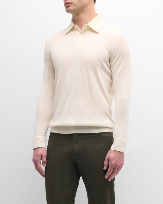 Isaia Cashmere-Silk Polo Sweater