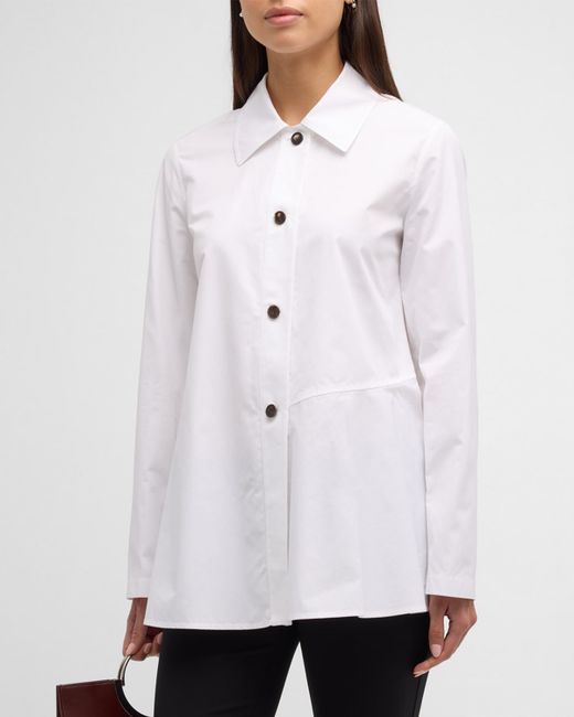 Lafayette 148 New York Button-Down Organic Cotton Poplin Shirt