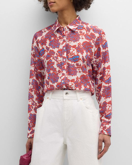 Xirena Beau Floral-Print Button-Down Cotton-Silk Shirt