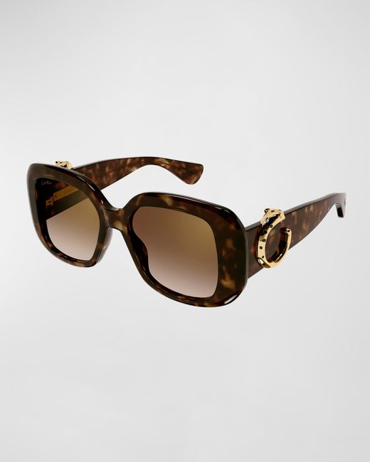 Cartier Panther-C Acetate Square Sunglasses