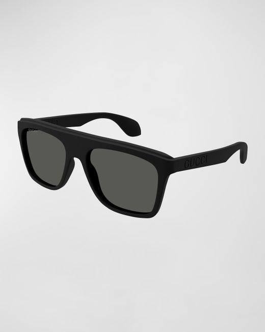Gucci Logo-Cutout Acetate Rectangle Sunglasses