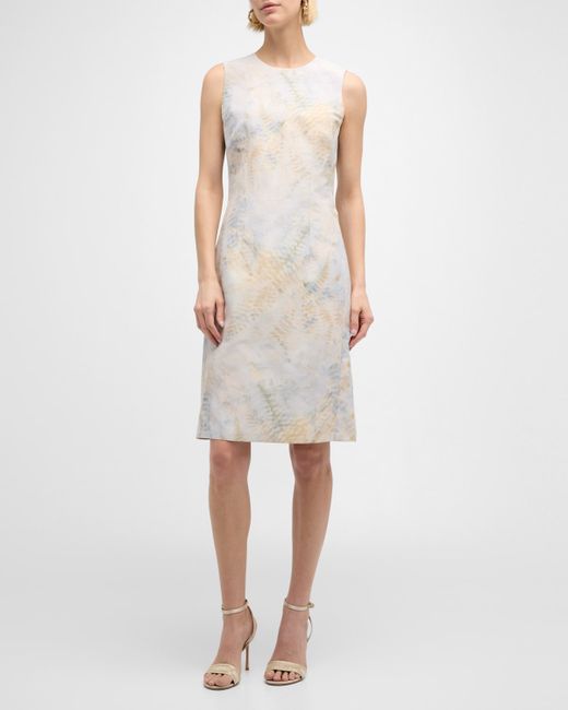 Lafayette 148 New York Harpson Sleeveless Fern-Print Midi Dress