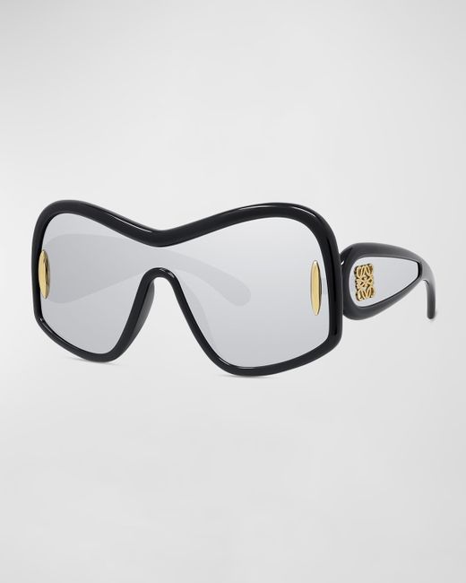 Loewe Anagram Mirrored Acetate Shield Sunglasses