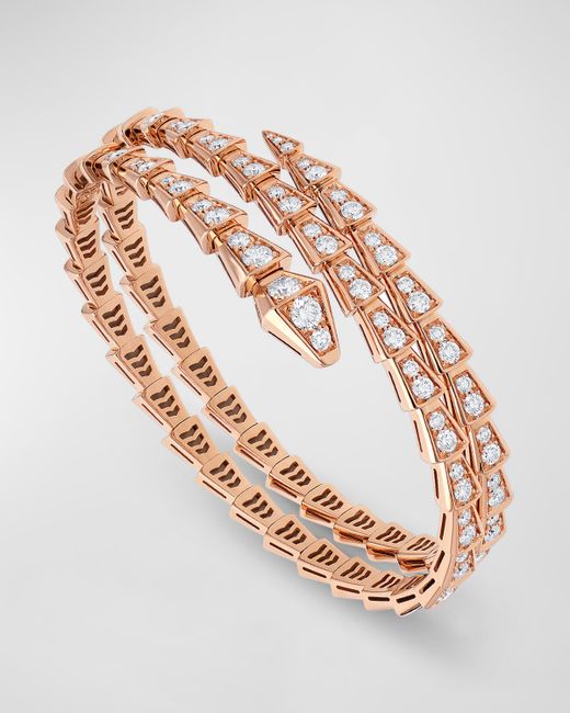 Bvlgari Serpenti Viper 2-Coil Bracelet 18k Rose Gold and Diamonds