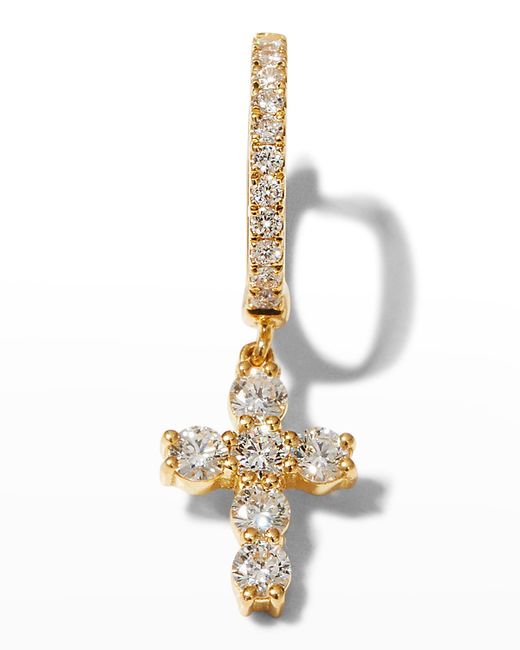 Anita Ko 18k Gold Diamond Cross Huggie Earring Single