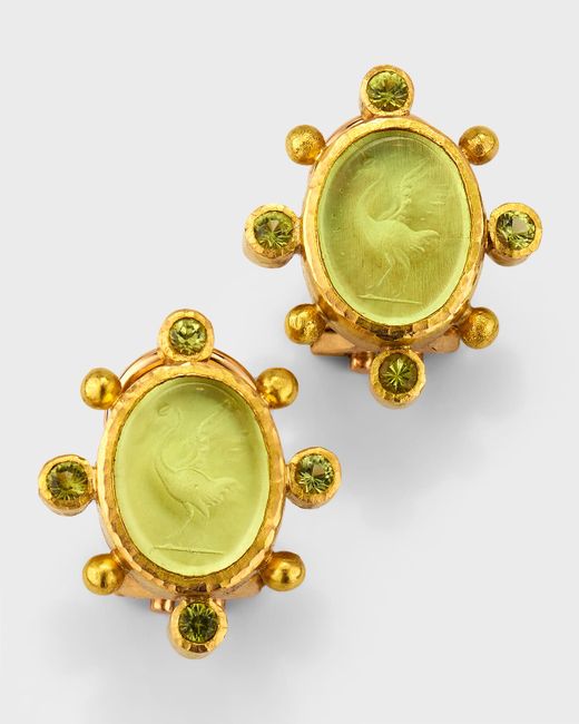 Elizabeth Locke 19K Gold Crane Convertible Earrings