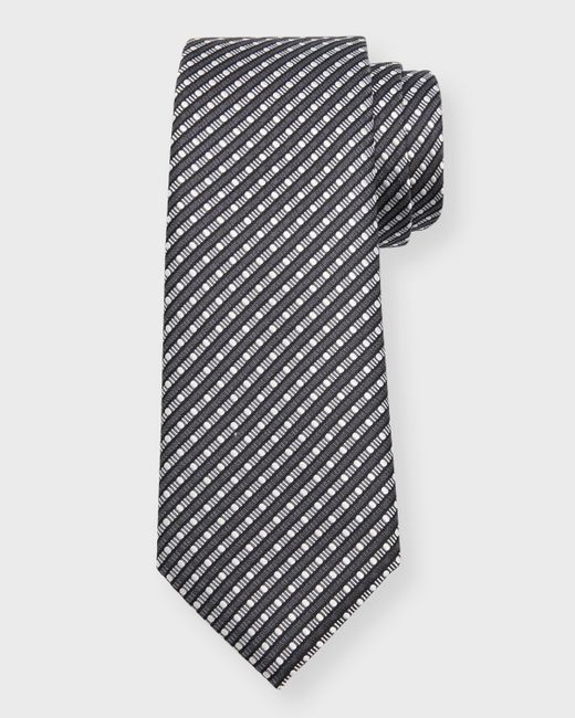Giorgio Armani Silk Jacquard Geometric Stripe Tie