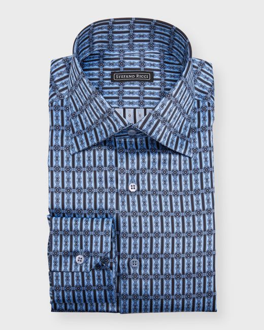 Stefano Ricci Silk Geometric-Print Sport Shirt