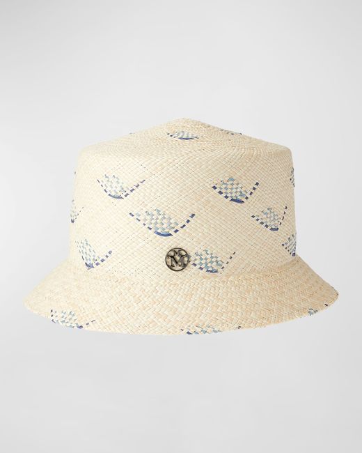 Maison Michel Arsene Floral Brisa Straw Bucket Hat