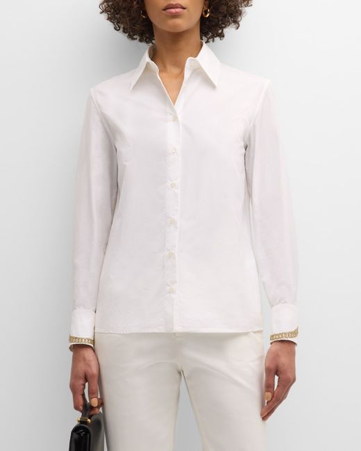 Fabiana Filippi Embroidered Button-Down Cotton Poplin Shirt