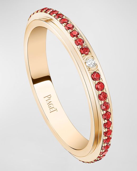 Piaget Possession 18K Rose Gold Ruby Band Ring EU 52