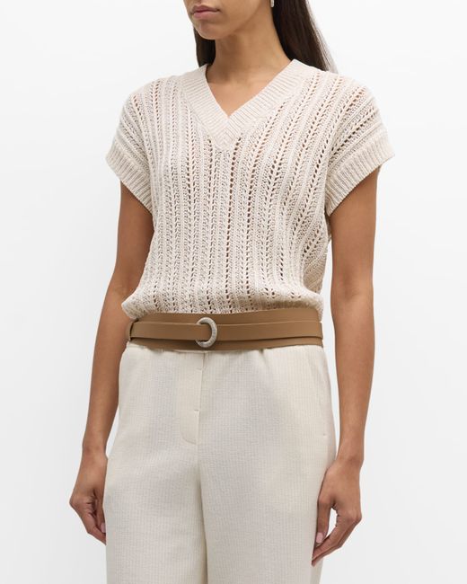 Peserico Sequin-Embellished Knit V-Neck Vest