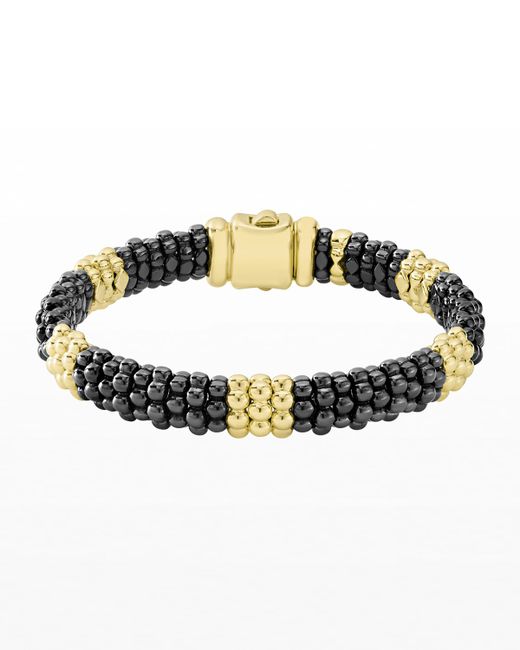 Lagos Black Caviar 18K Gold Station Bracelet