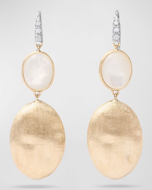 Marco Bicego 18K Siviglia Mother-of-Pearl Hook Earrings with White Diamonds