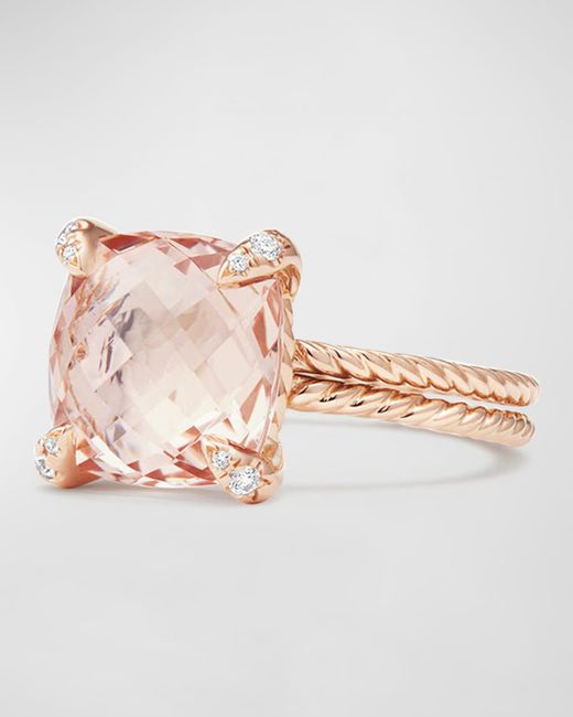 David Yurman Chatelaine 11mm Rose Gold Ring with Morganite Diamonds 9