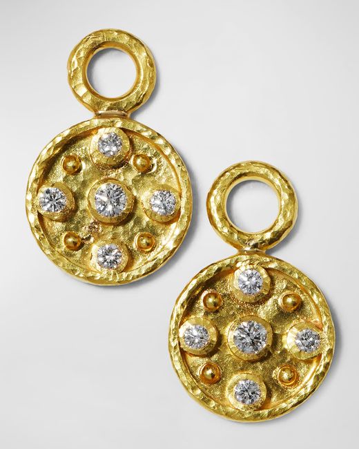 Elizabeth Locke 19k Gold Diamond Disc Earring Pendants