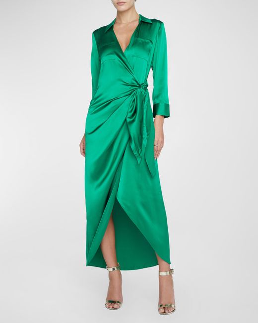 L'agence Kadi Wrap Silk Maxi Dress