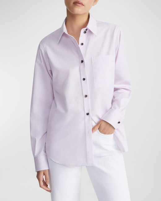 Lafayette 148 New York Gingham-Print Button-Down Cotton Poplin Shirt
