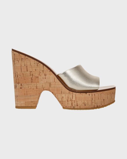 Veronica Beard Paulita Metallic Cork Slide Sandals