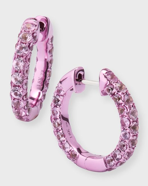 Graziela Gems 18K Gold Pink Sapphire Small Hoop Earrings