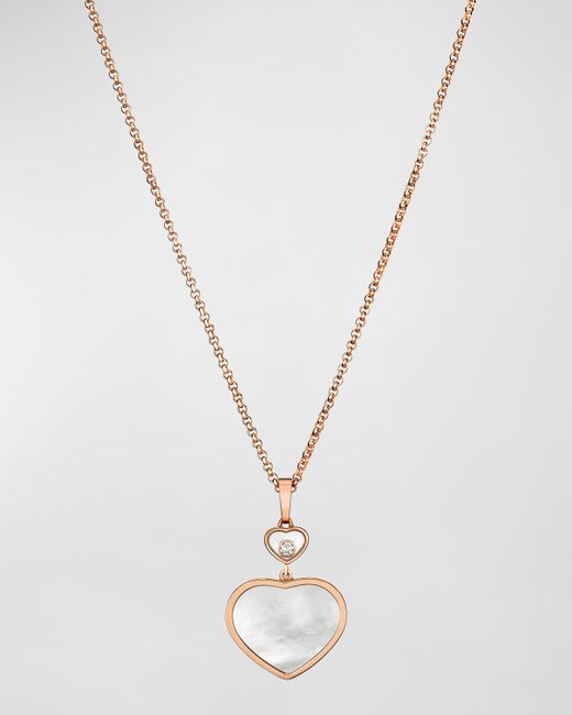 Chopard Happy Hearts 18K Rose Gold Mother-of-Pearl Diamond Long Pendant Necklace