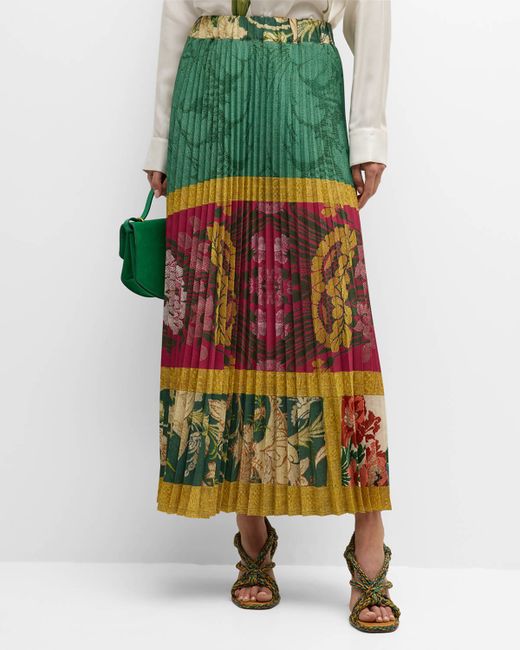 Pierre-Louis Mascia Pleated Floral-Print A-Line Maxi Skirt
