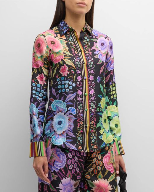 Pierre-Louis Mascia Floral-Print Button-Down Silk Shirt