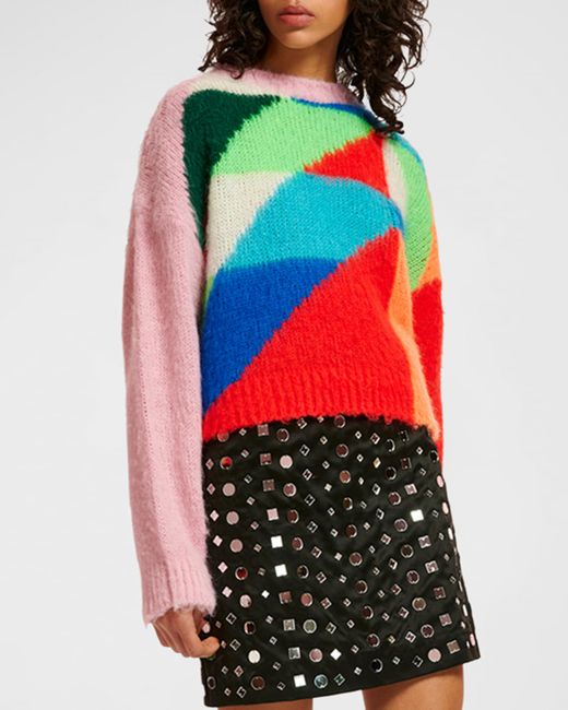 Essentiel Antwerp Efancy Multicolor Geometric Intarsia-Knit Sweater