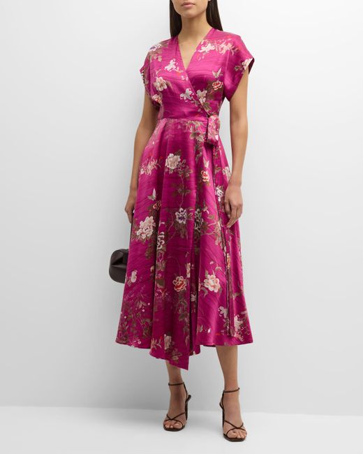 Pierre-Louis Mascia Floral-Print Silk Midi Wrap Dress