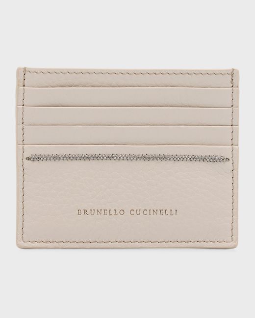 Brunello Cucinelli Beaded Metal Leather Card Holder