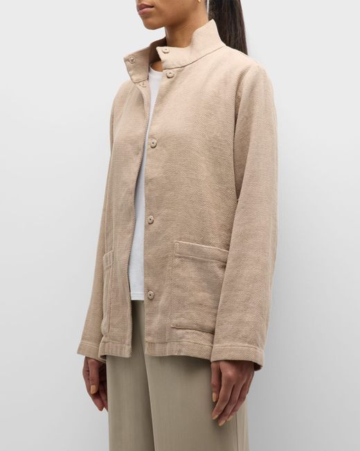 Eileen Fisher Stand-Collar Snap-Front Jacket