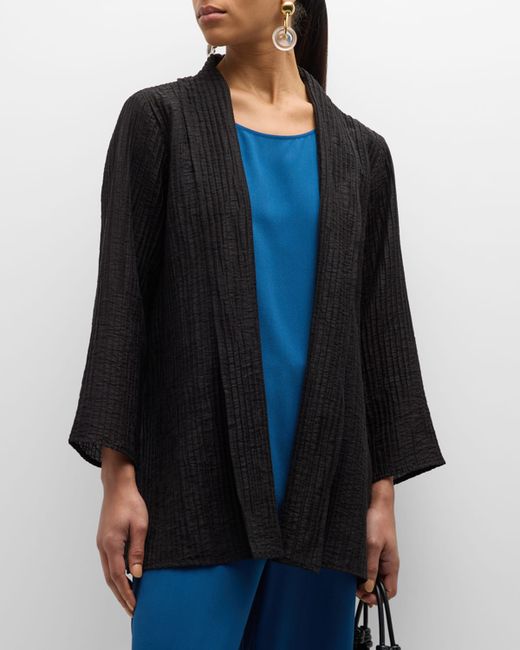 Eileen Fisher Shawl-Collar Crinkled Open-Front Jacket